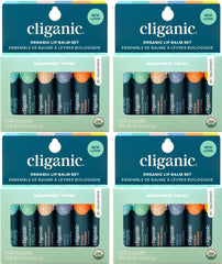 Baume à lèvres Cliganic – ensemble 4 paquets, pratique pour le voyage.