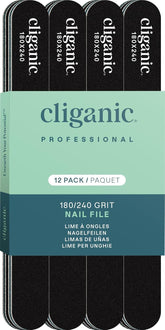 Cliganic lijas emery doble cara 180/240, lijado suave para uñas naturales, gel y acrílicas.