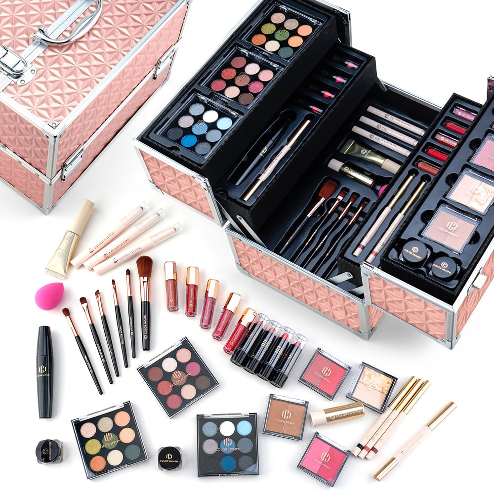 Color Nymph coffret-trousse-maquillage-rose pour rangement élégant et pratique.