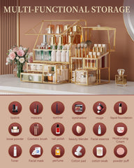 CoralHouse organizador-maquillaje con secciones múltiples para labios, brochas y perfumes