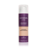 CoverGirl Radiancia Avanzada, botella visible para cobertura duradera y luminosidad.