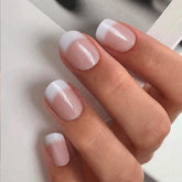 CurvLife uñas postizas frances corto-cuadrado apricot, diseño elegante para uso diario.