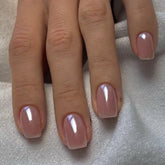 Curvlife uñas postizas rosado corto cuadrado, brillo duradero para uso diario.