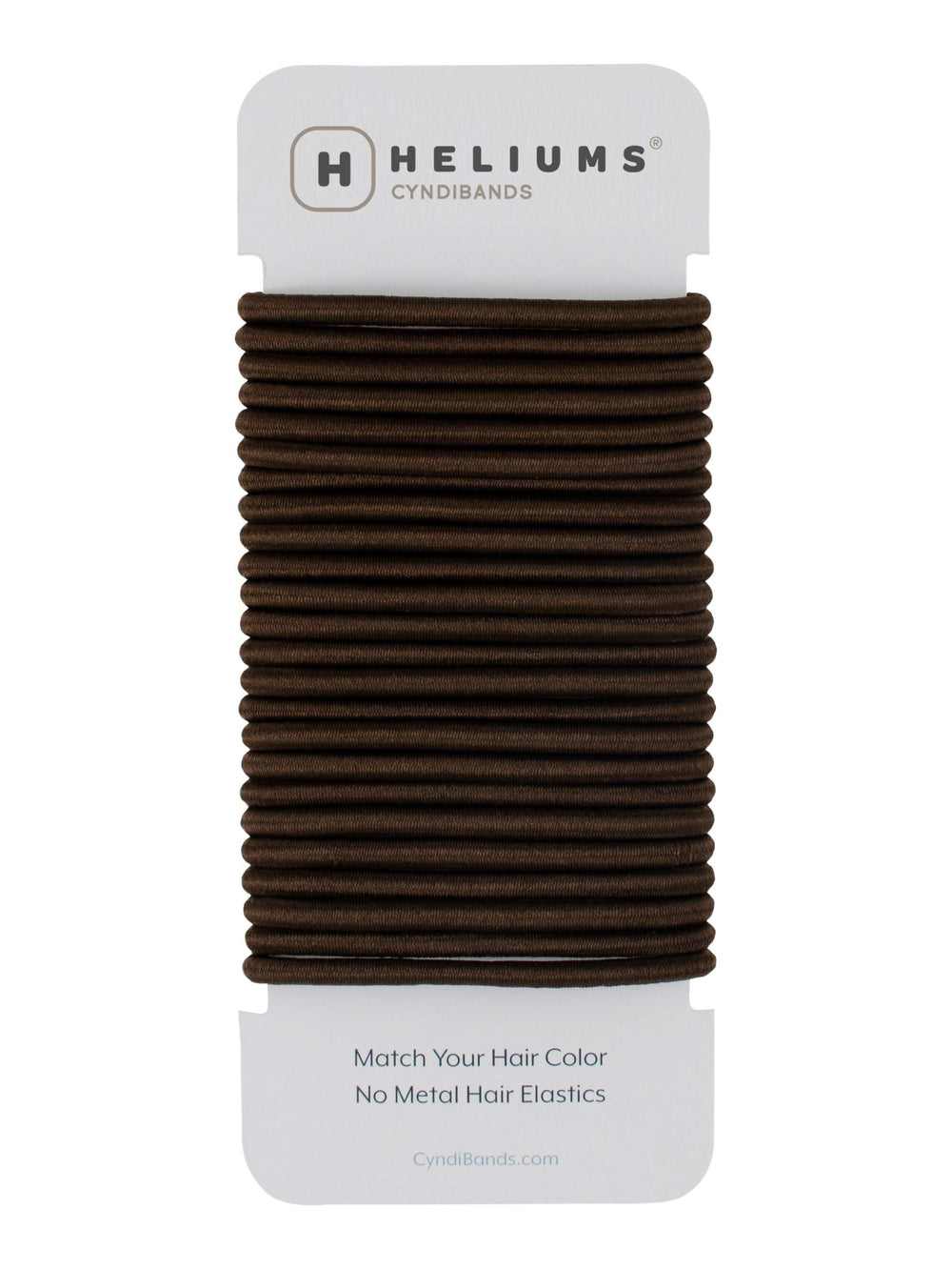 Ligas elásticas Cyndibands marrón oscuro, 24 unidades, se funden con el cabello para un look discreto.