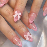 DAJIJIYOU uñas frances lazo en caja, diseño elegante para ocasiones