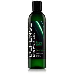 Defense Soap jabón corporal mentolado, botella visible y aroma fresco.
