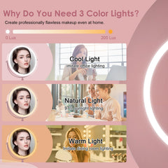 DEIOVWXS espejo maquillaje iluminado 10x para detalles faciales
