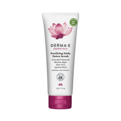 Derma E Purifying Daily Detox Scrub en botella, exfoliación suave para piel limpia y radiante.