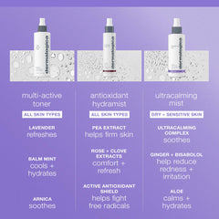Dermalogica Ultracalming Bruma, aplicación en cuello, hidratación ligera para uso diario.