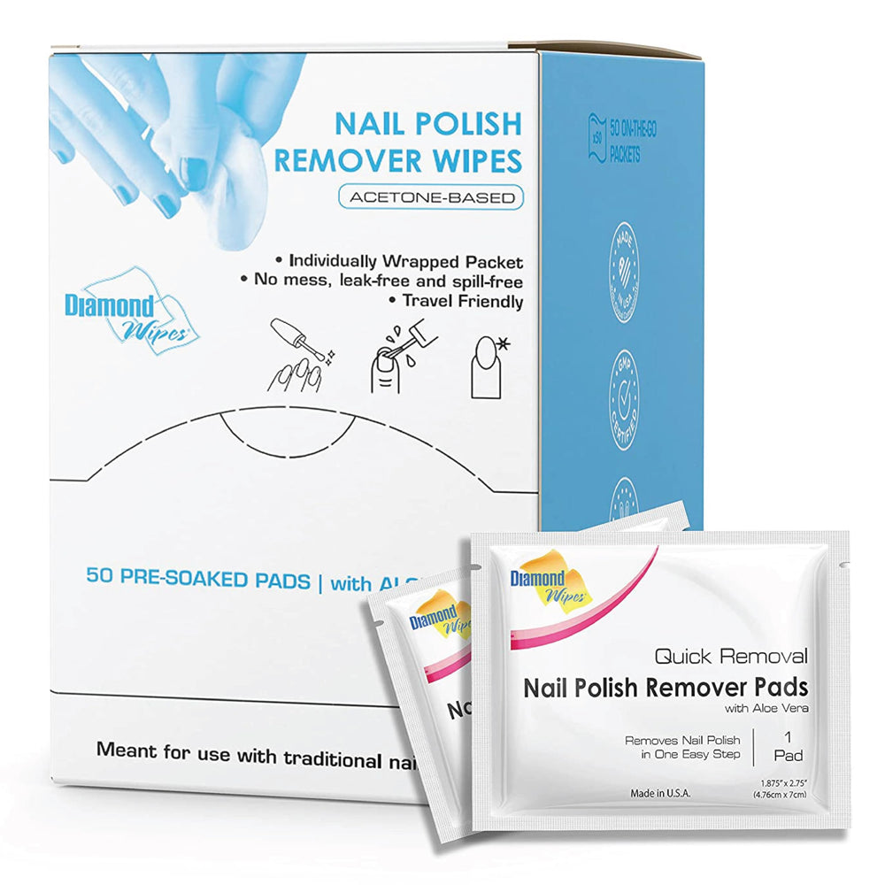 Diamond Wipes quitaesmalte con aloe vera, cuidado suave para uñas