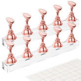 Difenni: soporte de uñas rosa dorado para exhibir diseños con estabilidad y estilo