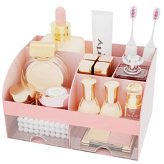 DIRZHX organizador cosméticos vanidad rosa para acceso rápido a productos.