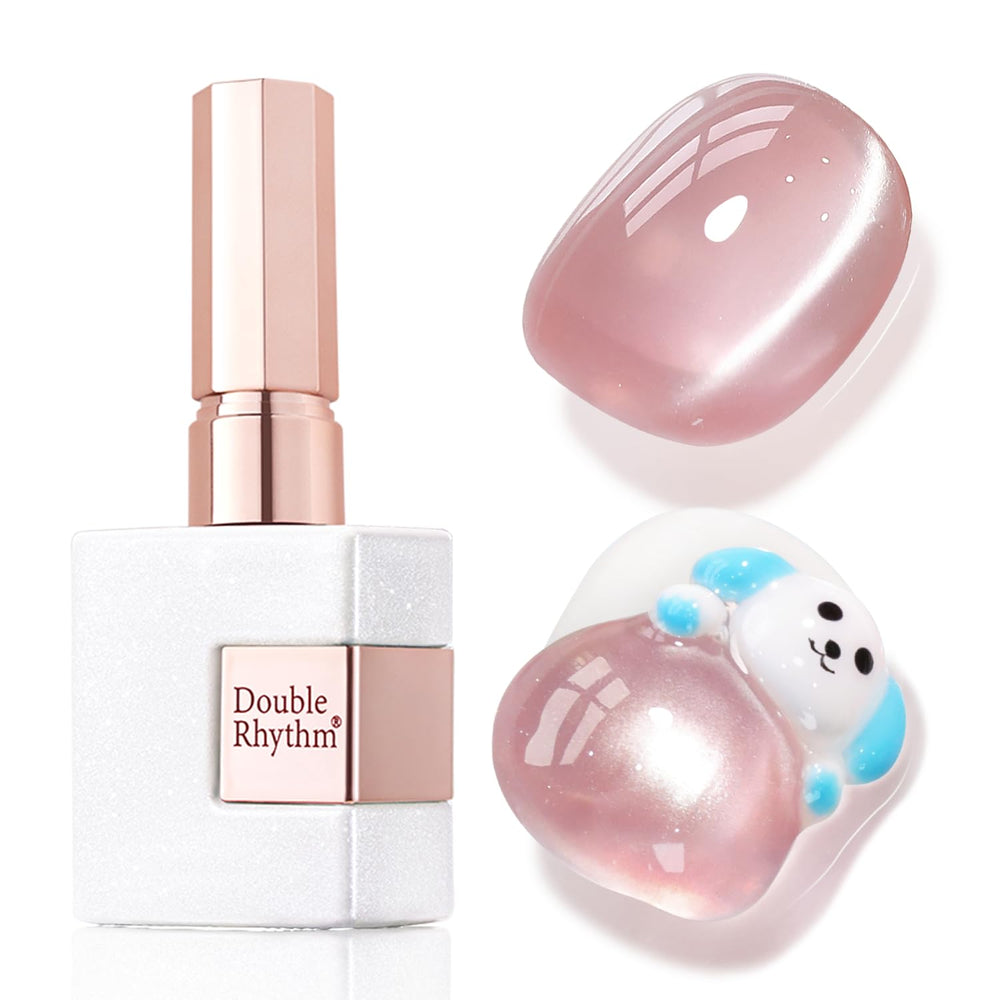 Double Rhythm gel uñas, efecto ojo gato translúcido para estilo.