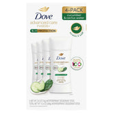 Dove Desodorante Invisible+ Cuidado Avanzado, vista frontal del envase, protección sin manchas.