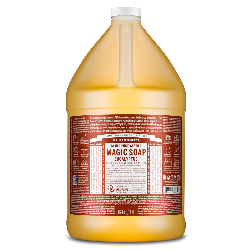 Dr. Bronner's Pure-Castile Eucalipto en botella, limpieza suave para rostro y cuerpo