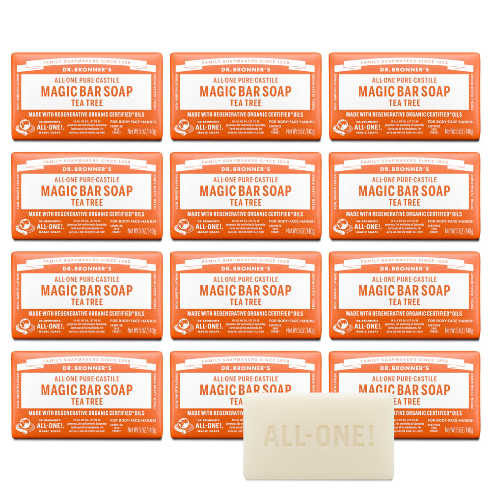 Dr. Bronner's barra de árbol de té para limpieza facial suave.