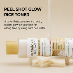 Textura líquida de Dr.Melaxin Peel Shot Glow Rice Toner, sensación fresca al aplicar.