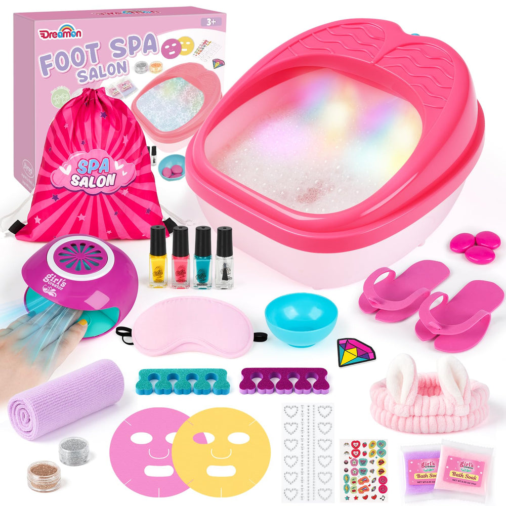 Dreamon Kids spa de pies con luz arcoíris para relajación.