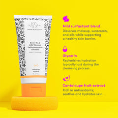 Etiqueta clara de Drunk Elephant informa sobre pH suave y uso recomendado