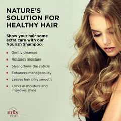 Earthly Body MKS Nourish Shampoo original, textura cremosa durante el lavado deja cabello sedoso