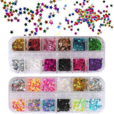 EBANKU estrellas brillantes: lentejuelas para uñas con 24 colores para acabado deslumbrante