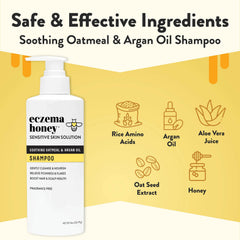 Champú nutritivo ECZEMA HONEY: textura-miel, hidratación suave para el cabello.