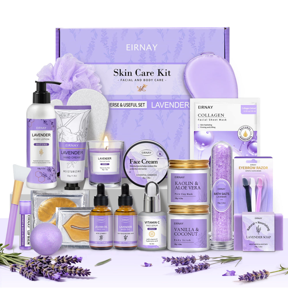 Cesta regalo EIRNAY spa lavanda para relajación en casa