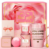Cesta de relajación Eletorot para mujer en rosa, ideal para un spa en casa.
