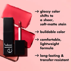 e.l.f. Glossy Lip Stain aplicada en una pasada