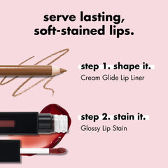 e.l.f. Glossy Lip Stain textura ligera para comodidad durante todo el día.