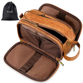 Elviros trousse toilette grand ouvert: espace généreux pour vos essentiels en voyage.