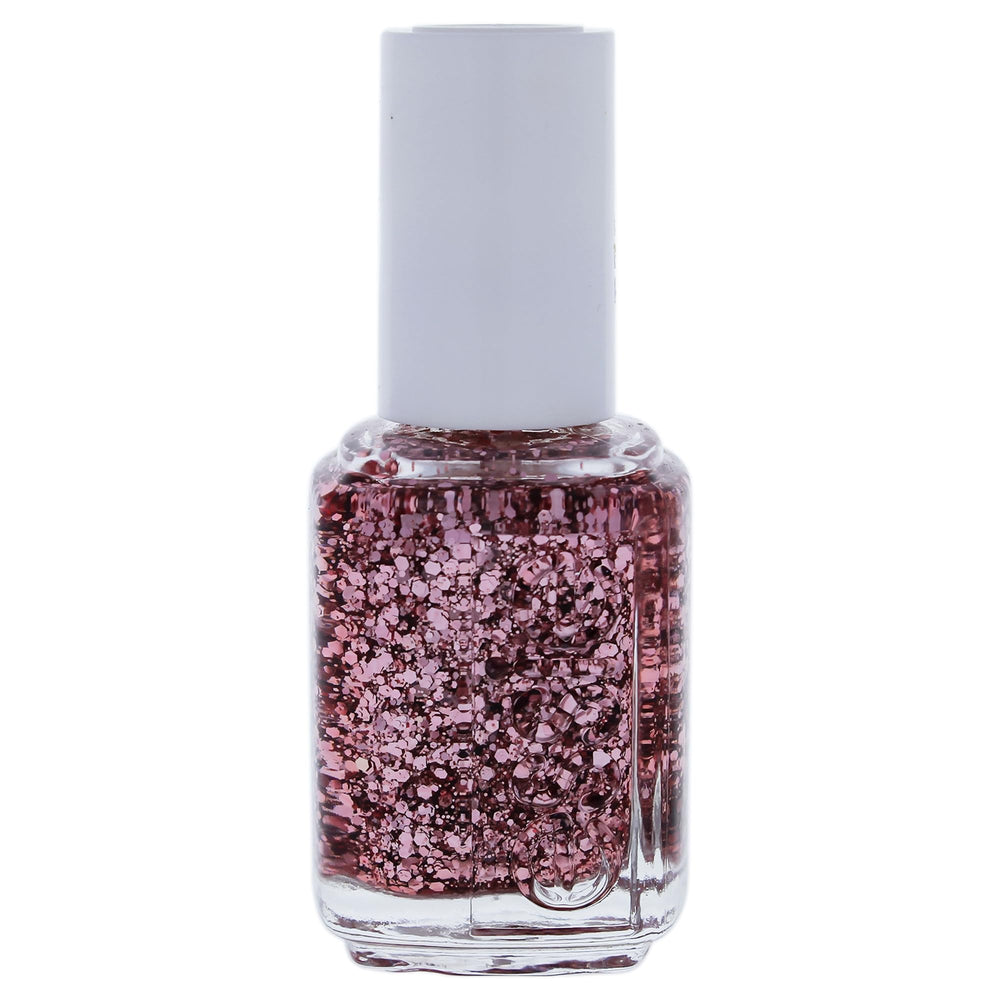 Esmalte essie con brillo espejo rosa y glitter, ideal para looks glamorosos
