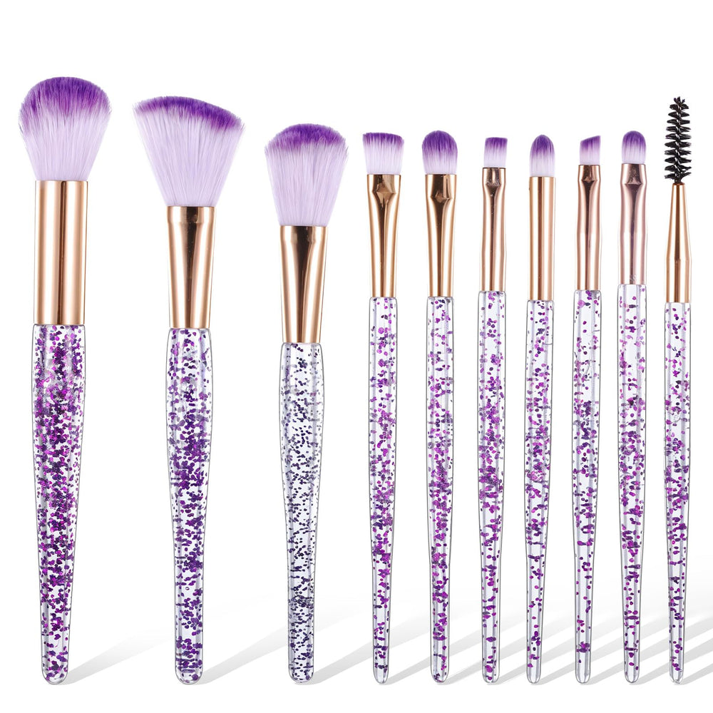 Pinceles EupHHonycs para maquillaje en cristal cristal brillante morado, ideal para todo el rostro