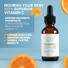 Eva Naturals Serum Vitamina C, ingredientes clave, ayuda a uniformar el tono.