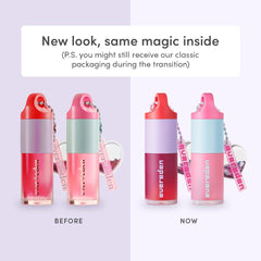 Close-up of Evereden lip gloss application showing subtle tint.
