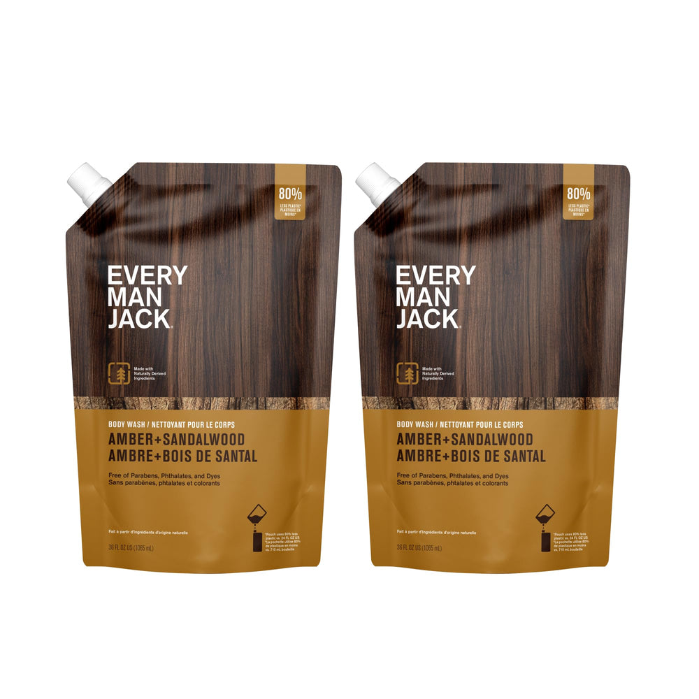 Every Man Jack Amber Sandalwood recarga de 36 oz para limpieza profunda e hidratación
