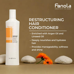 Textura cremosa del acondicionador Fanola Restructuring para hidratar cabello seco