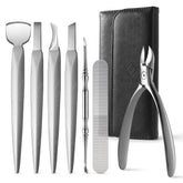 Kit FERYES de pedicure 7 piezas en estuche de cuero para transporte seguro.
