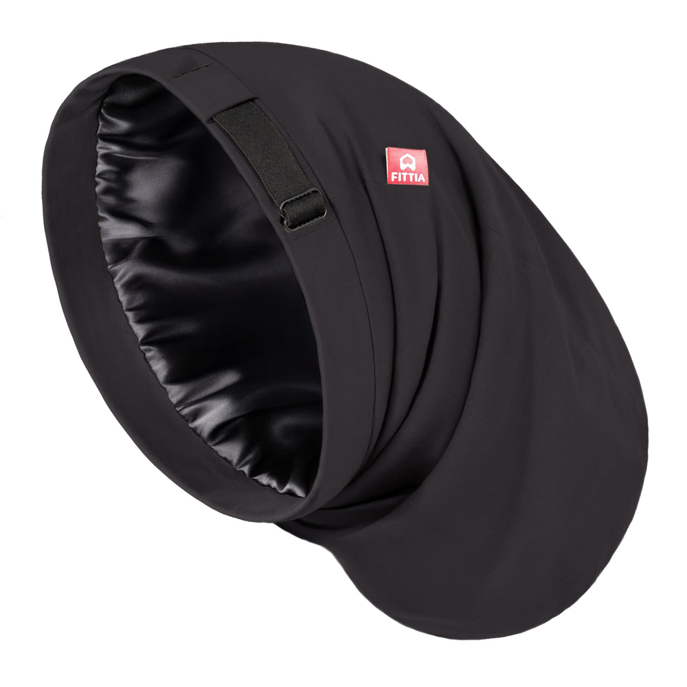 Bonete satin grande de Fittia para dormir protege rizos y cabello largo.