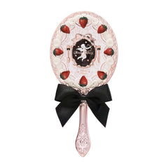 Flower Knows espejo-de-mano vintage con motivo fresa y cupido, ideal para arreglarse con estilo.