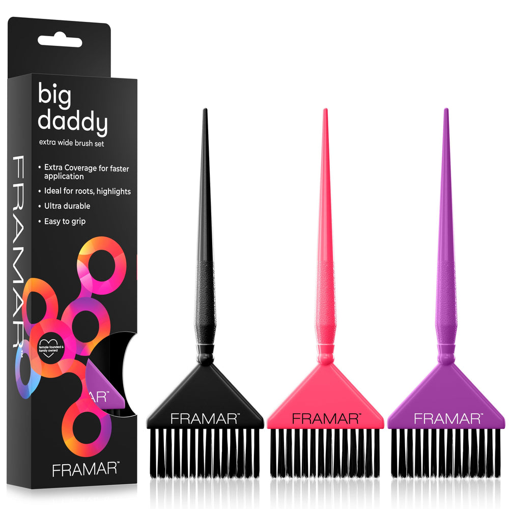 Framar set de brochas para coloración, cabezal extra ancho para cobertura rápida