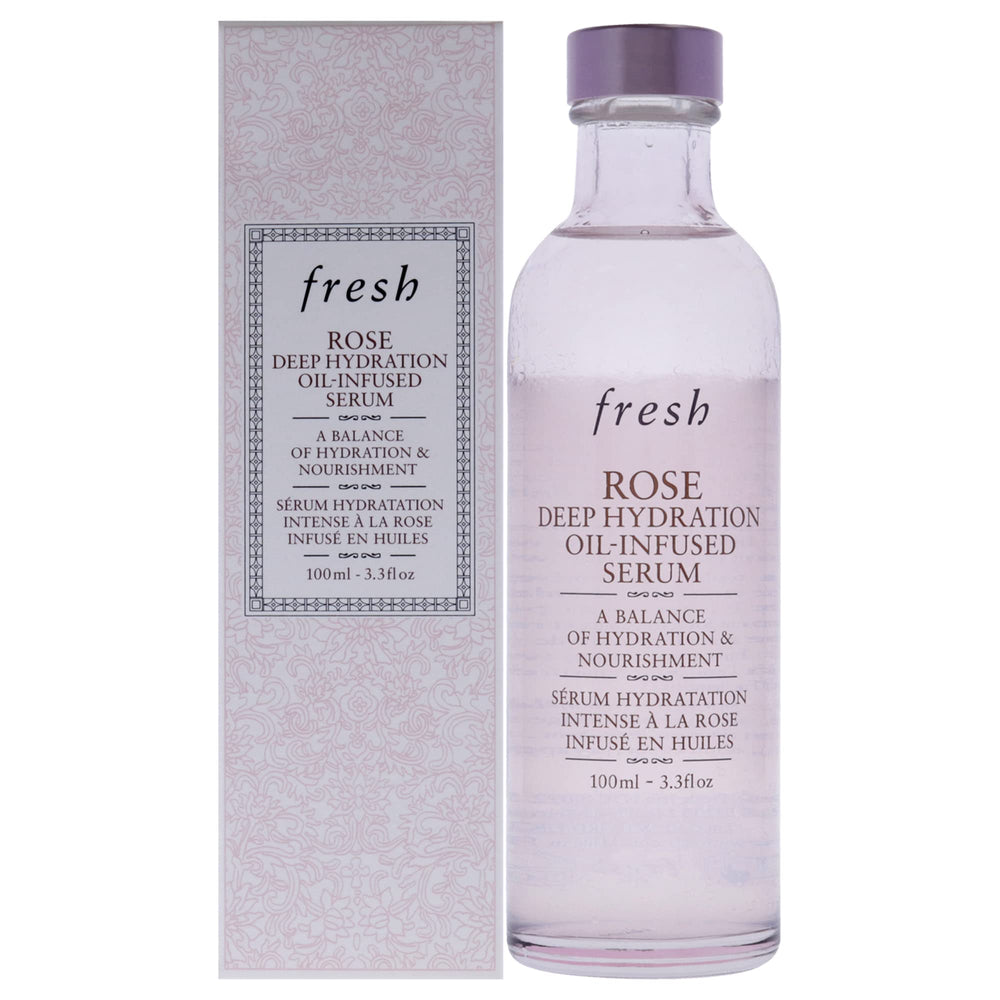 Fresh serum frasco visible, hidratación profunda para piel suave.