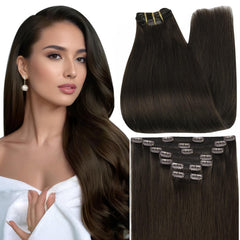 Extensiones Full Shine con clip en cabello humano real, 18 pulgadas para un look natural