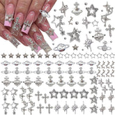 Ganepwns charms uñas estrella rinestones plata, brillo deslumbrante para uñas