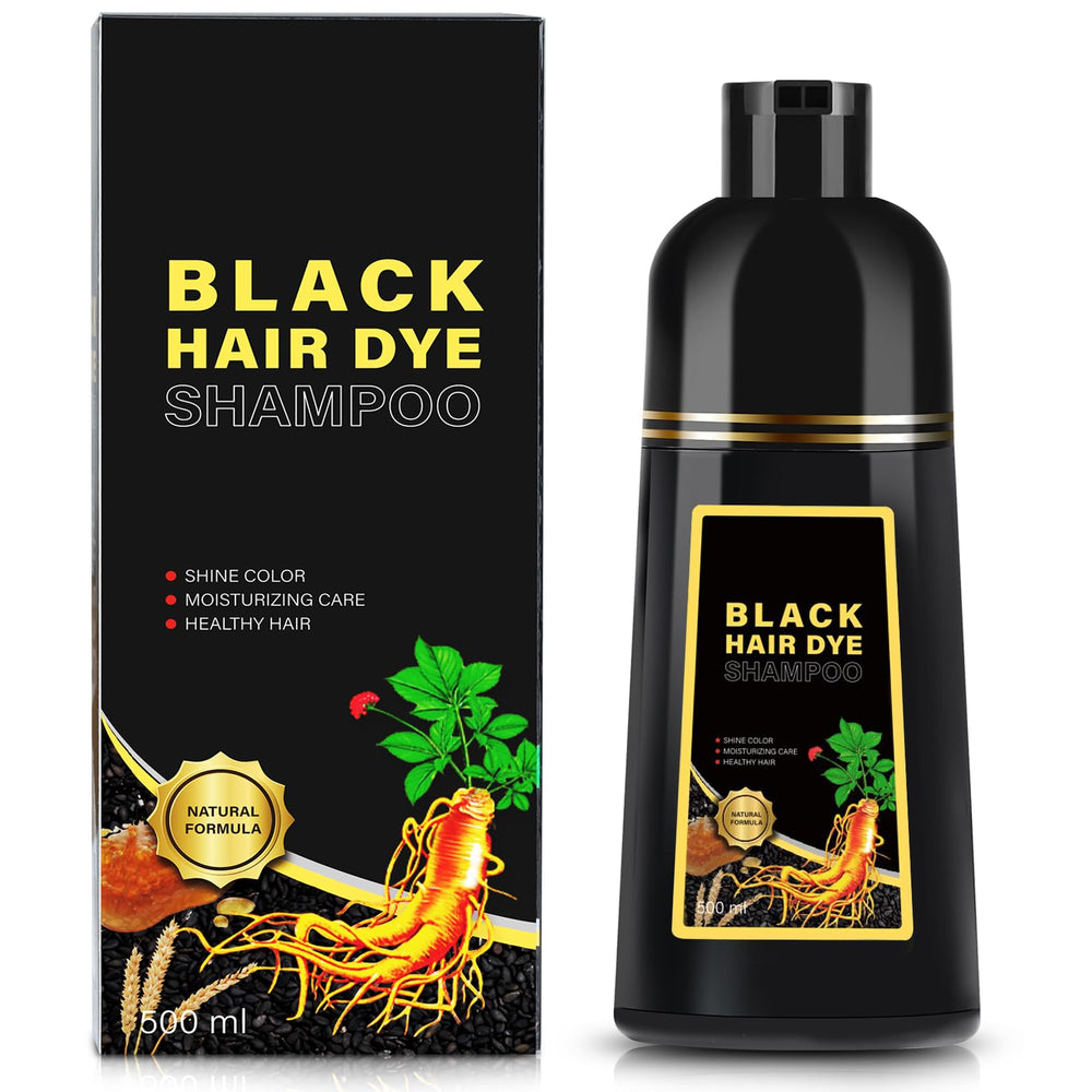 GDRFNP champú tiñe negro en botella para cubrir canas con naturalidad