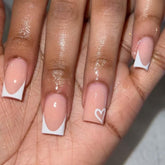 Gifiky uñas francesas forma ataúd nude, 24 piezas para manicura rápida en casa.
