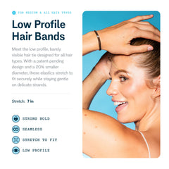 GIMME Beauty bandas perfil bajo para cabello grueso: sujeción constante sin tensión.
