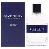 Givenchy Blue Label para hombre, botella frontal, ideal para eventos nocturnos y estilo elegante.