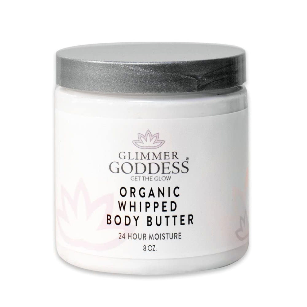 Glimmer Goddess whipped body butter lavender lemon bottle for calming aroma and easy use