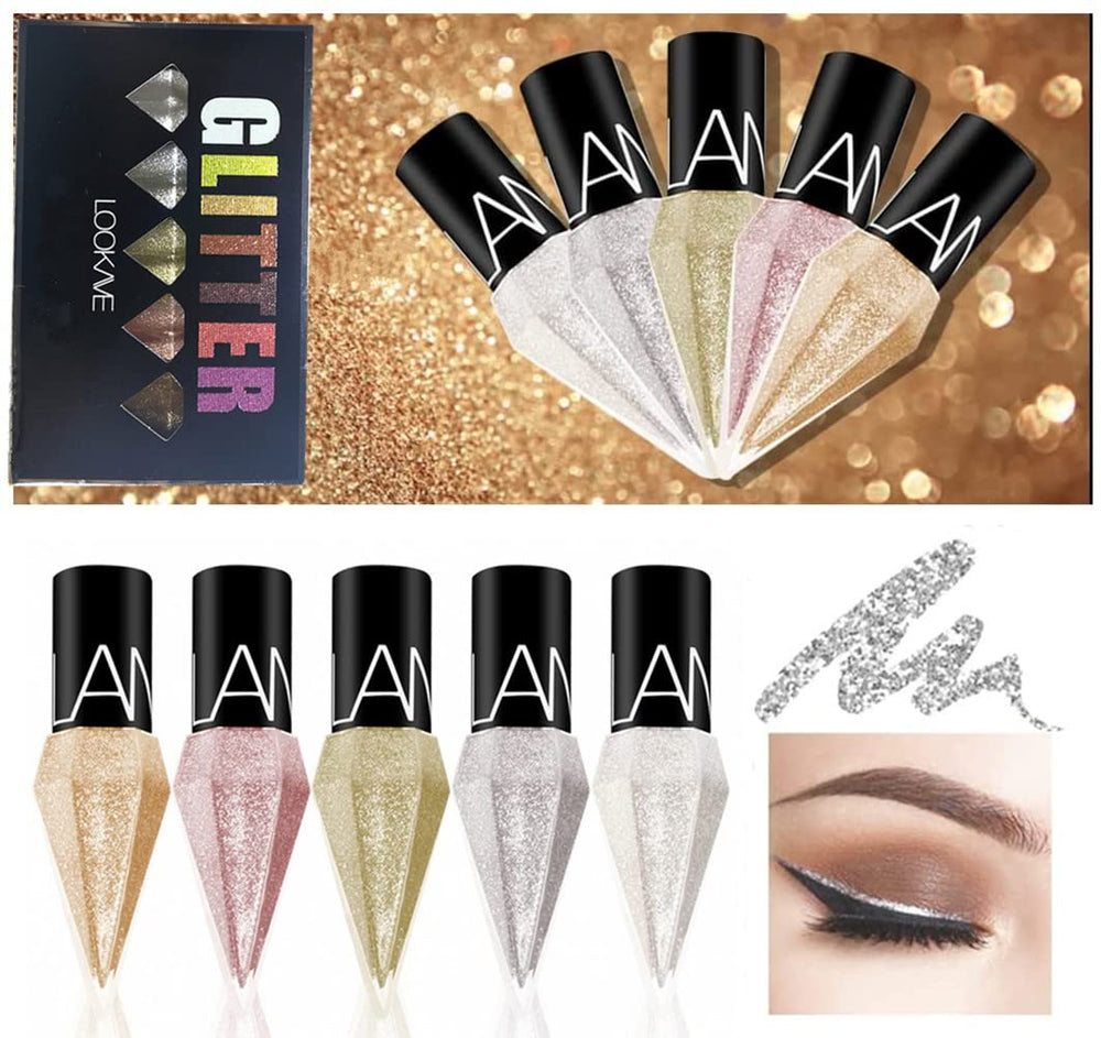 Go Ho delineador líquido brillo set de 5 colores para ojos llamativos
